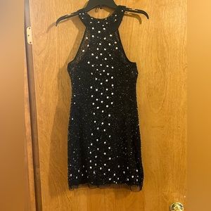 Mori Lee semiformal little black dress with beading. Size 8